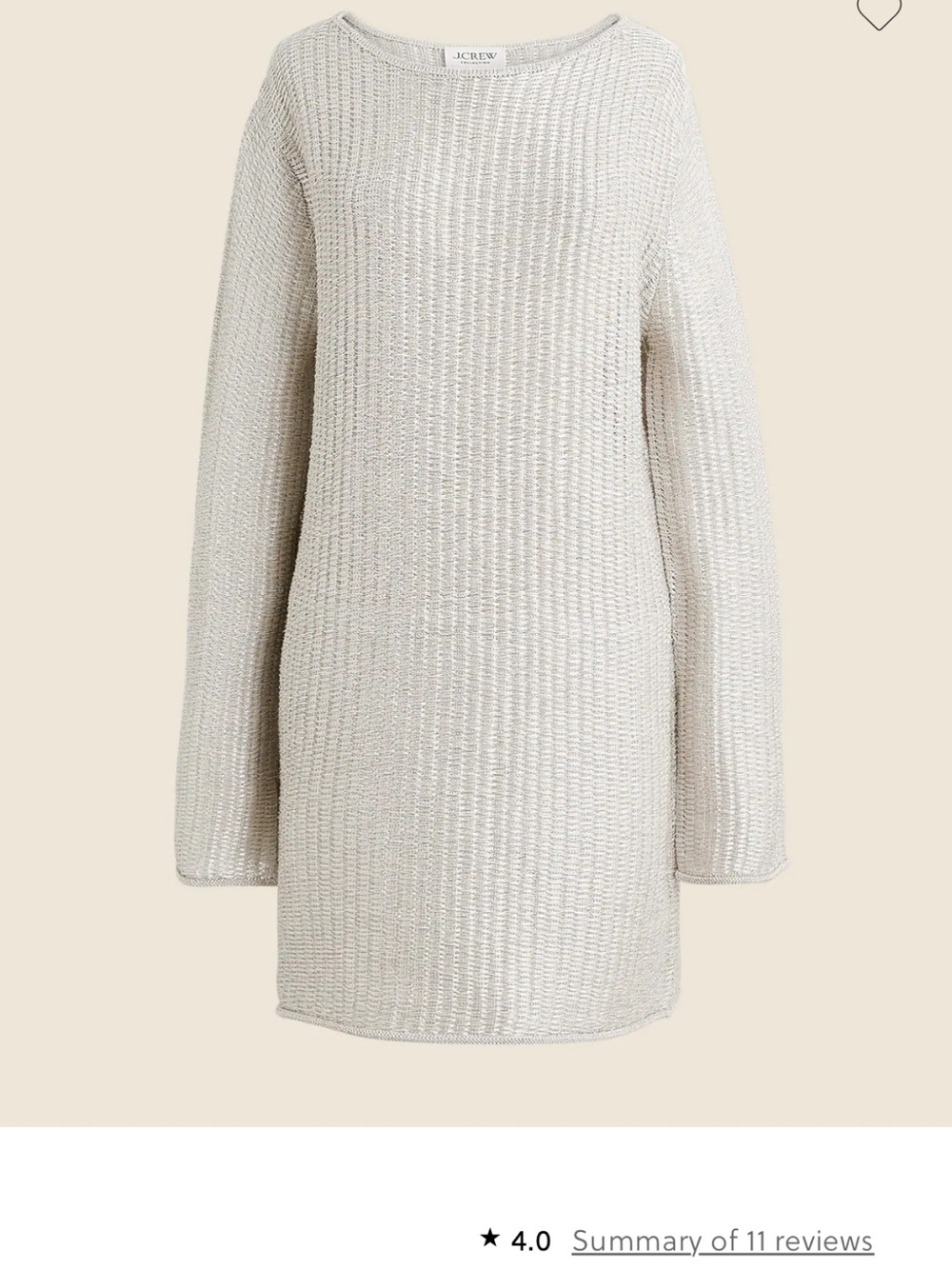 J. Crew Metallic Silver Knit Mini Dress